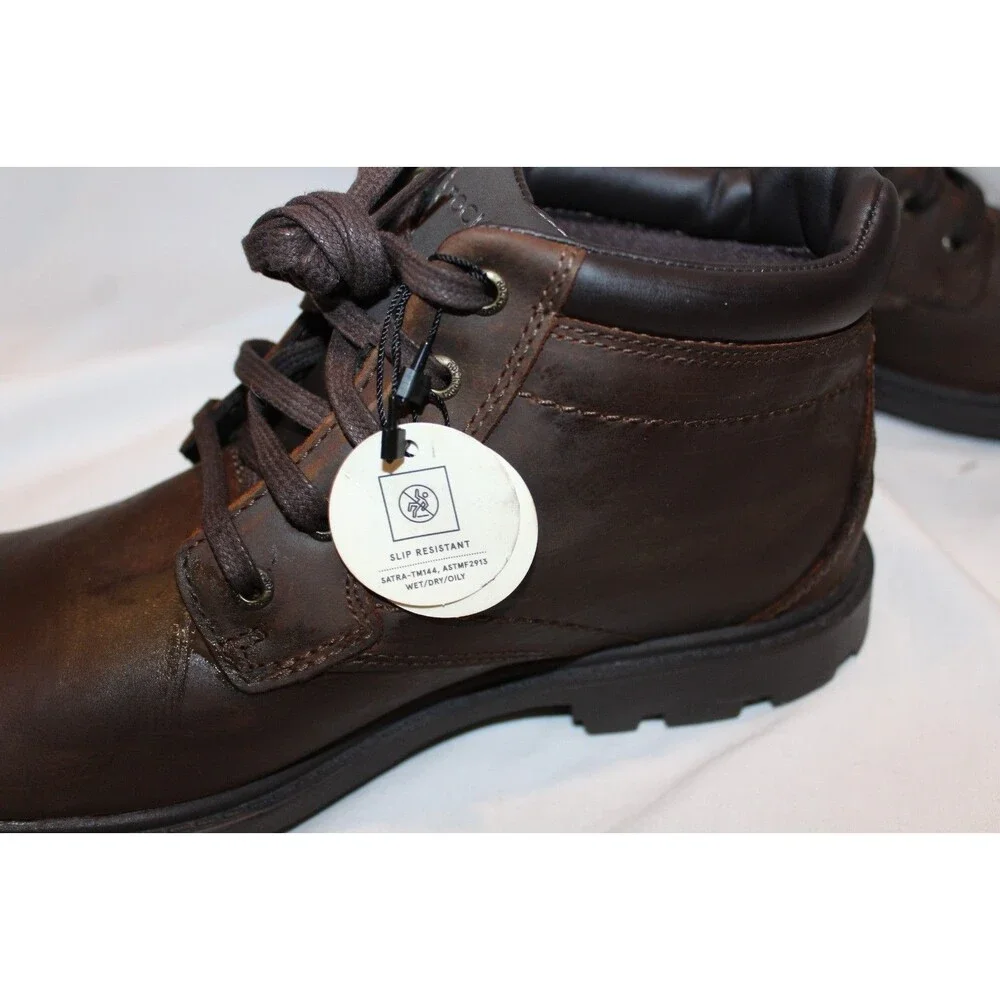 ROCKFORD MEN'S STORM SURGE PLAIN‎ TOE LEATHER BOOTS NEW SZ 7.5 BROWN $160